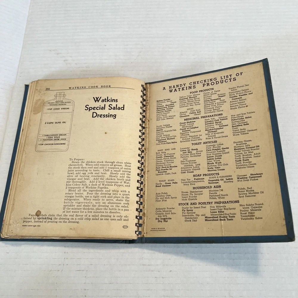 VTG Watkins Illustrated Spiral Bound Cook Book 1938 Winona Minnesota Original